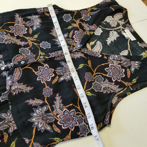 J. Jill Blue Floral Multi Color Tunic Top Silky Feel Size XS - Picture 4 of 6